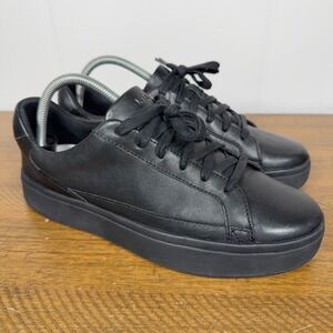 Kizik Shoes Womens 9 Wide Vegas Black Leather Handsfree Slip On Comfort Sneakers